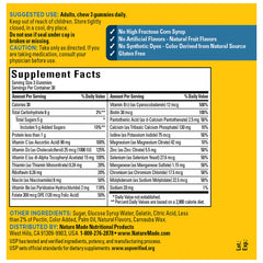 Ingredients and minerals of Nature Made Advanced Multivitamin Gummies for Him