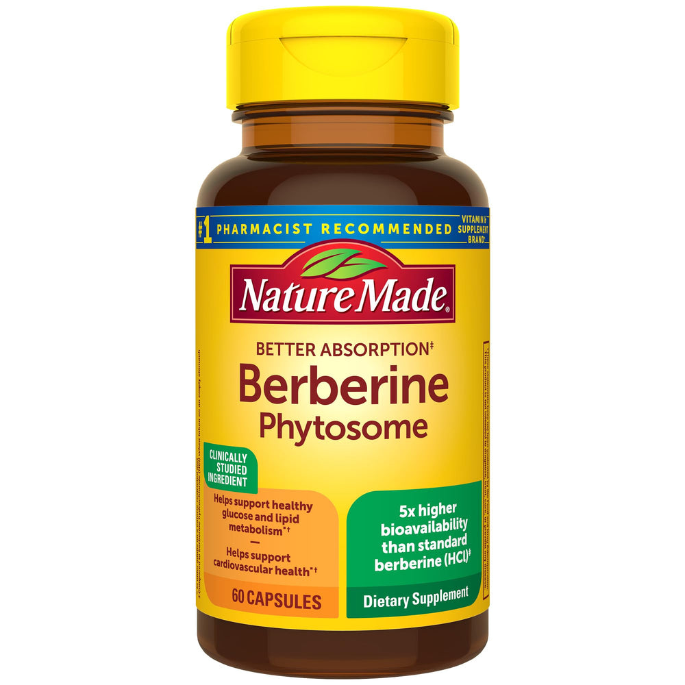 Nature Made Berberine Phytosome capsules bottle – 60 count (1100 mg daily)