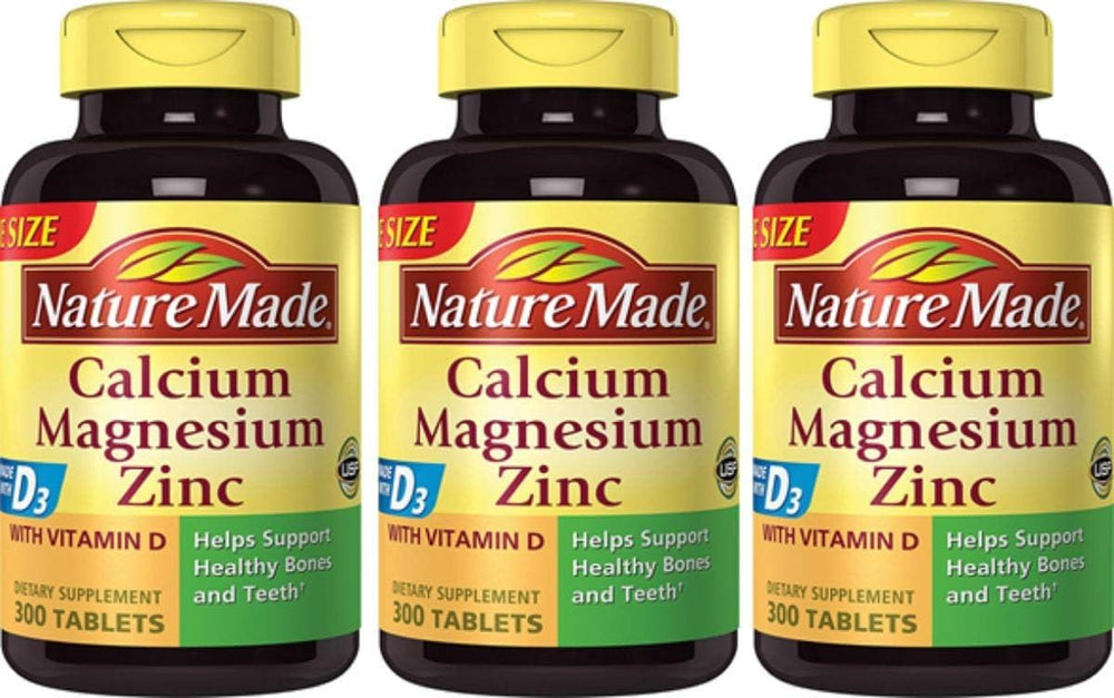 Nature Made calcium magnesium zinc vitamin D bottle front for daily mineral use