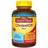 Nature Made CholestOff Plus 100-count softgels bottle on white background