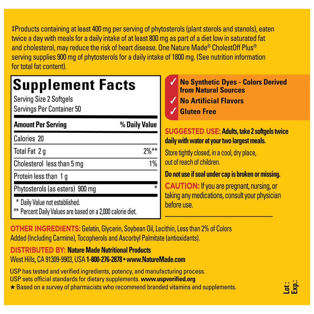 CholestOff Plus provides 900 mg plant sterols and stanols per serving