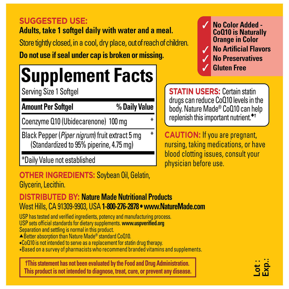 Gluten-free CoQ10 with no artificial flavors or colors