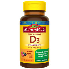 Nature Made Vitamin D3 5000 IU fast dissolve bottle, 70-count
