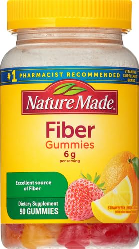 Close-up of Nature Made Fiber 6 g Gummies bottle label