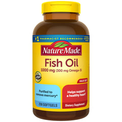 Nature Made Fish Oil 1000 mg softgels bottle with 250-count label