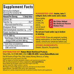 Nature Made Omega-3 per serving showing 600 mg omega-3 for heart health