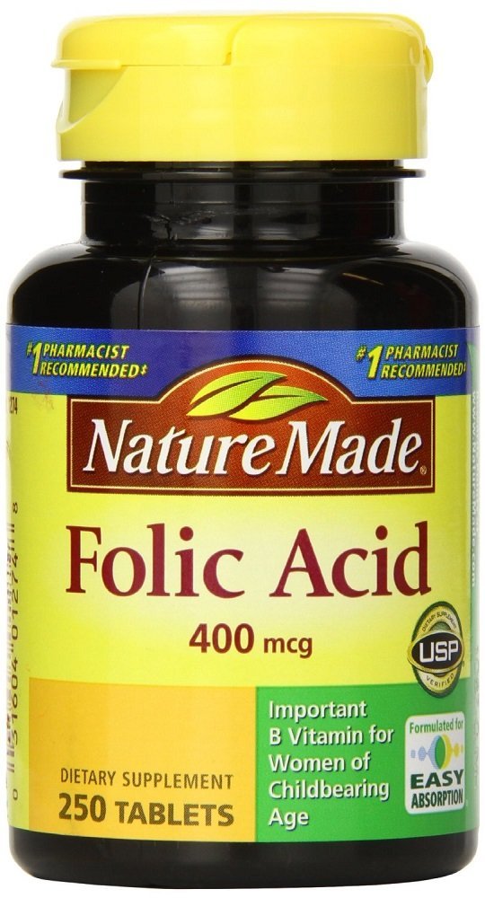 Nature Made Folic Acid 400 mcg 250 Count (4 Pack) bottle