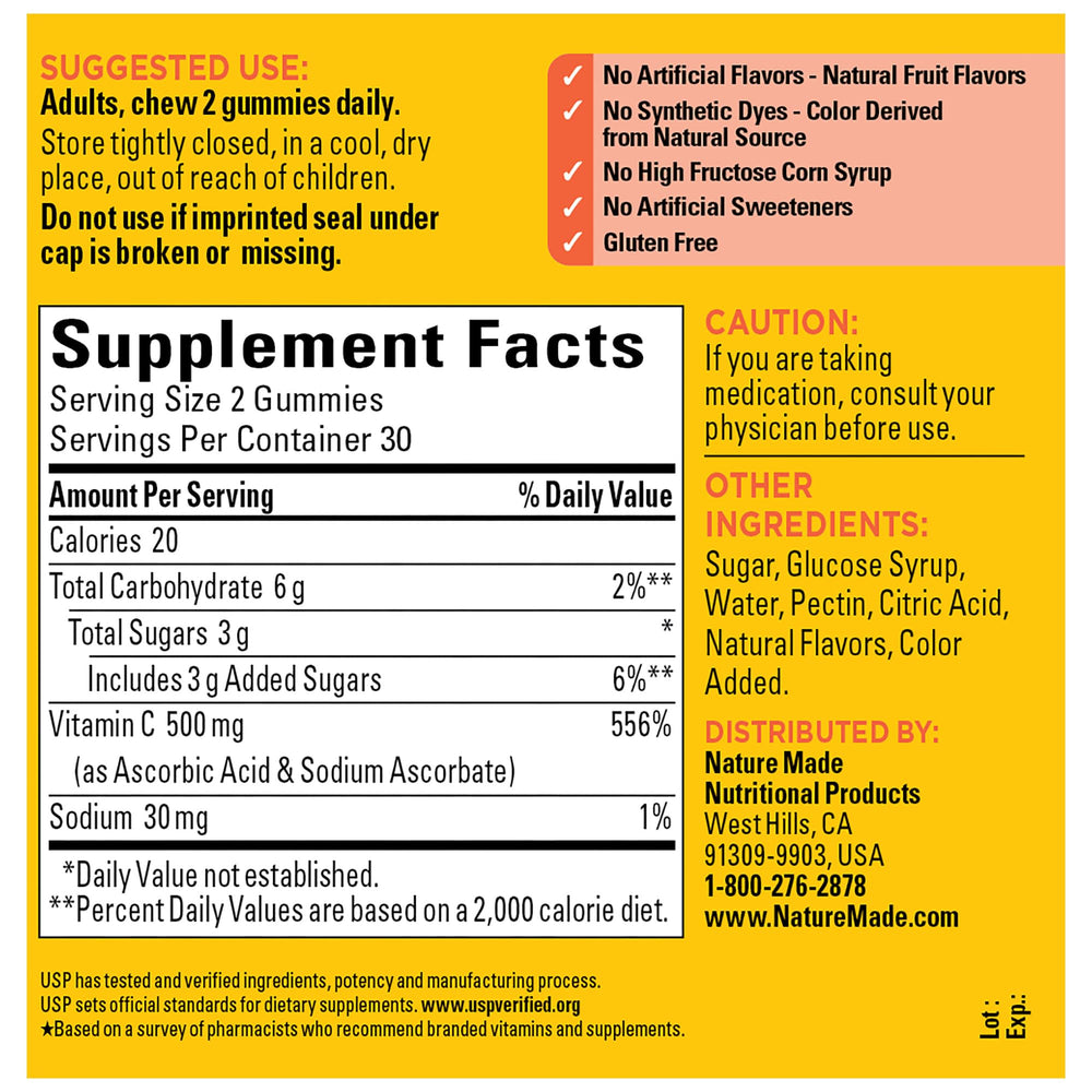 Nature Made gummies are gluten-free and made with no artificial flavors or colors.