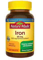 Nature Made Iron 65 mg 365 tablets bottle and label