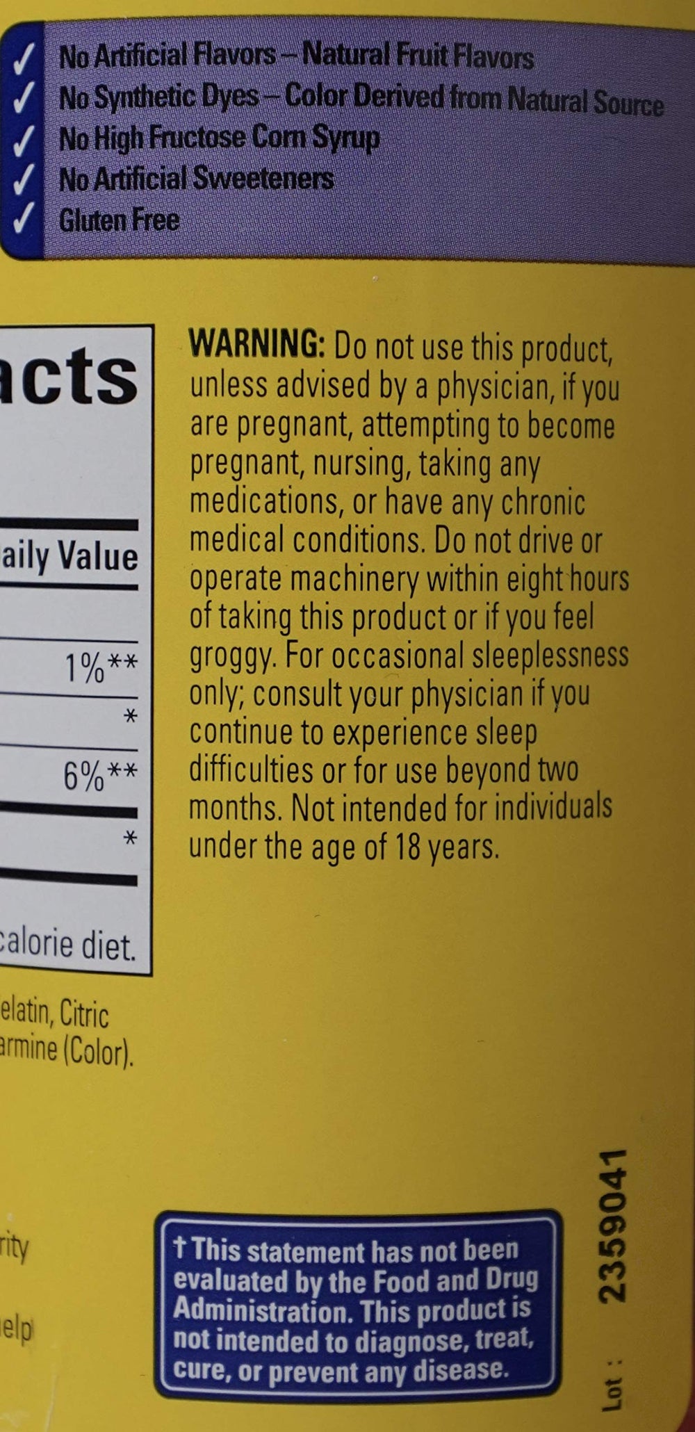 Nutrition note: 2 gummies per serving for sleep support