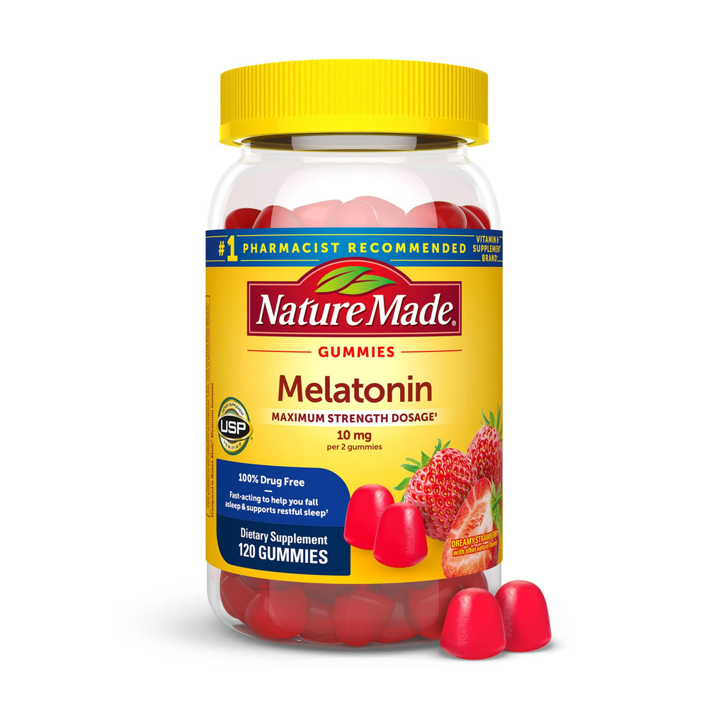 Front view of Nature Made Melatonin Gummies 10 mg bottle - 120 count