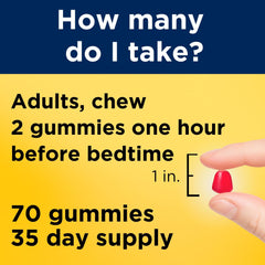 Dosage guide: adults take two gummies before bedtime