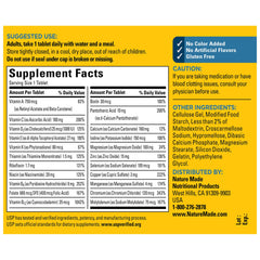 Supplement facts panel for Nature Made Multivitamin For Him 50+