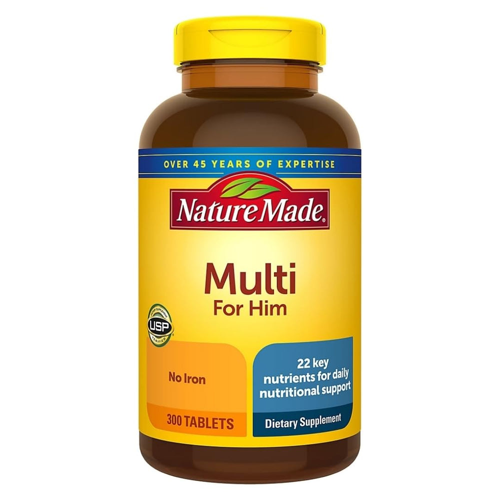 Nature Made Multivitamin for Him No Iron bottle with 300 tablets