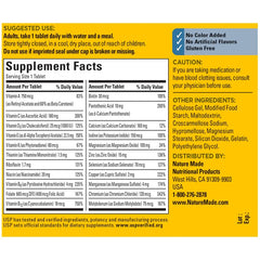 Close-up of Nature Made for Him no iron label