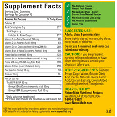 Open bottle with gummies next to packaging