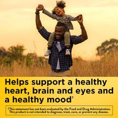 Nature Made Omega-3 bottle with lemon scent emphasizes fresh, burp-free consumption.