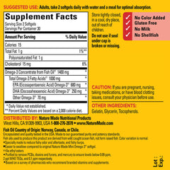 Two mini Omega-3 softgels supporting heart brain eyes