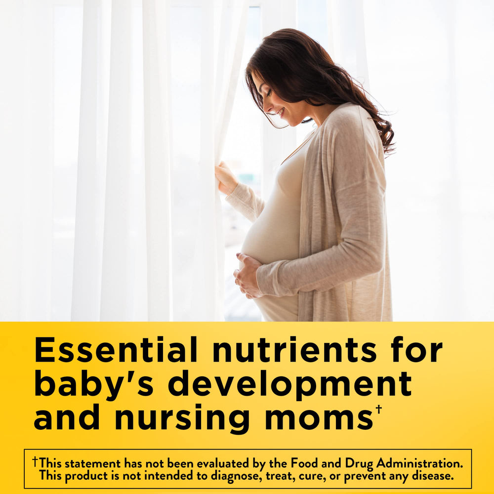 Label showing DHA 200 mg and vitamins