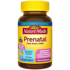 Front view of Nature Made Prenatal with Folic Acid + DHA Softgels bottle