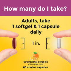Packaging showing prenatal multi-choline ingredients