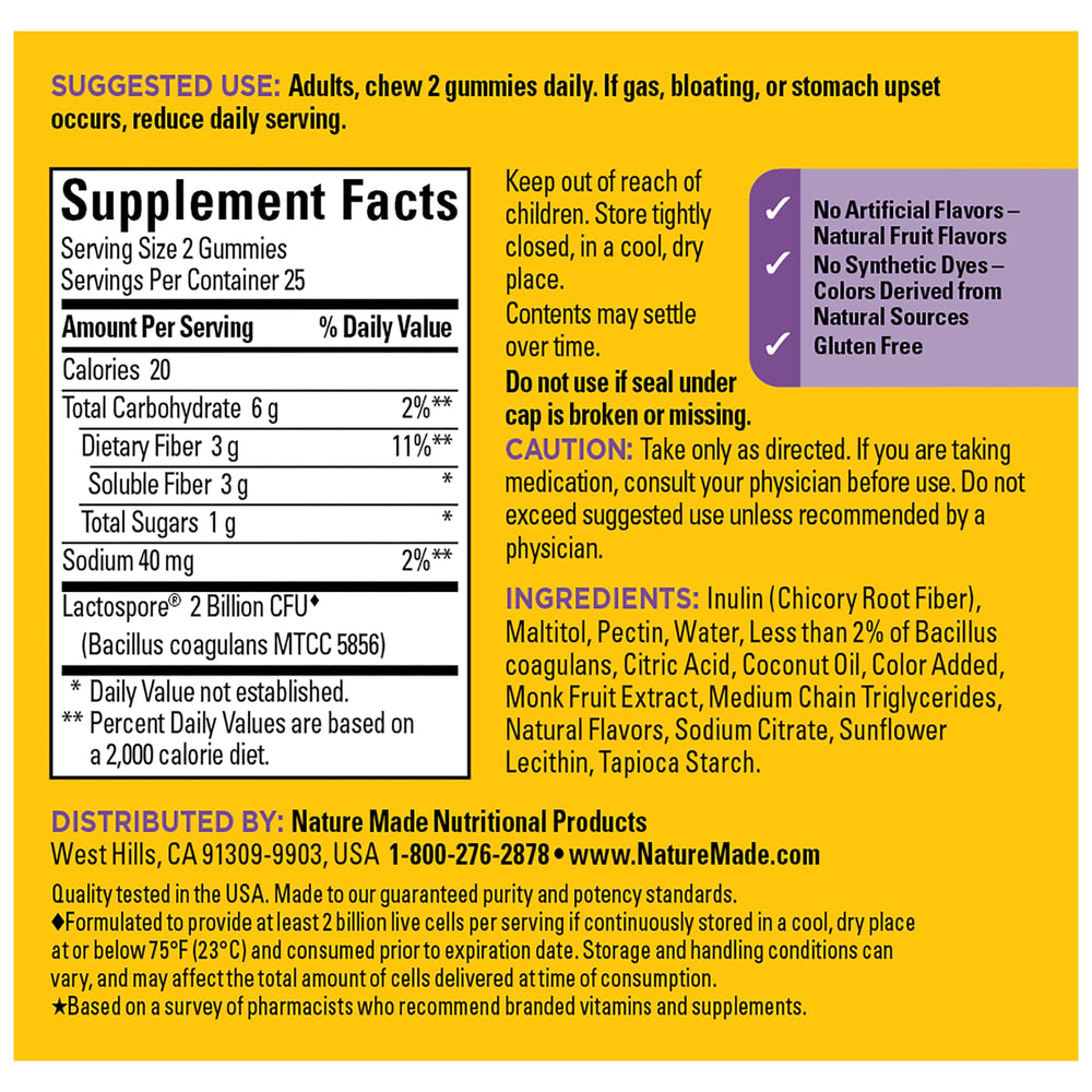 Nature Made gluten-free label with pectin base signals allergen-friendly design