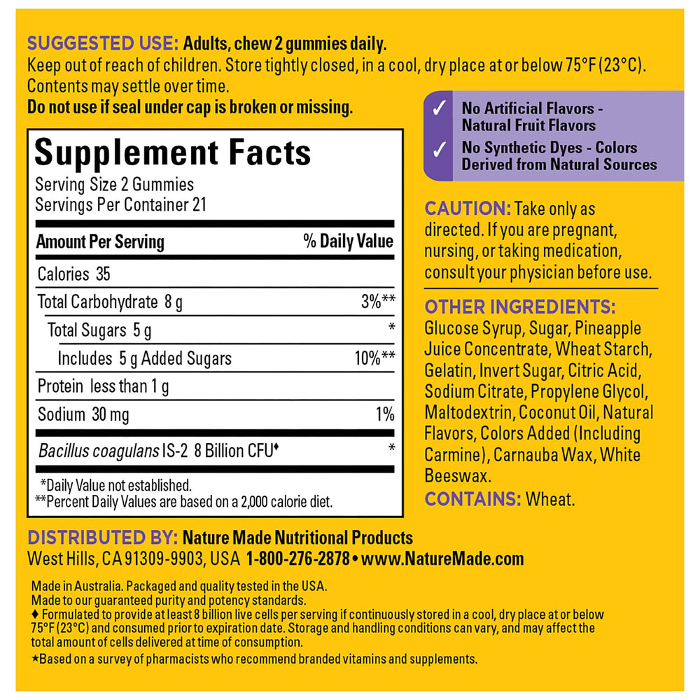 No artificial flavors or synthetic dyes in Nature Made gummies