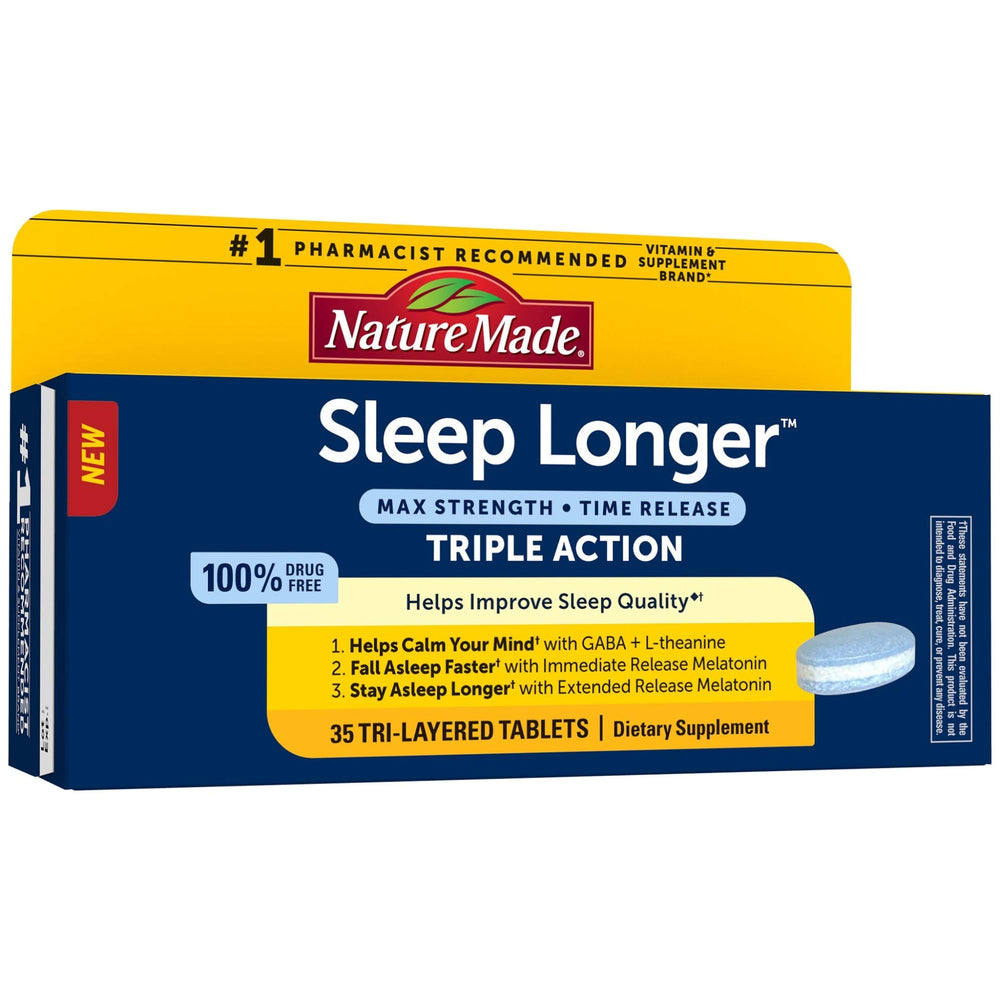 Nature Made Sleep Longer bottle and 35 tablets