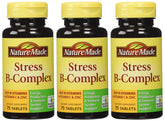 Nature Made Stress B Complex W Zinc bottle and label showing 225 total tablets (pack of 3)