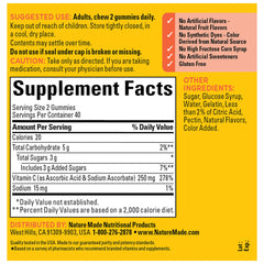 Gluten-free Vitamin C gummies without artificial flavors or dyes