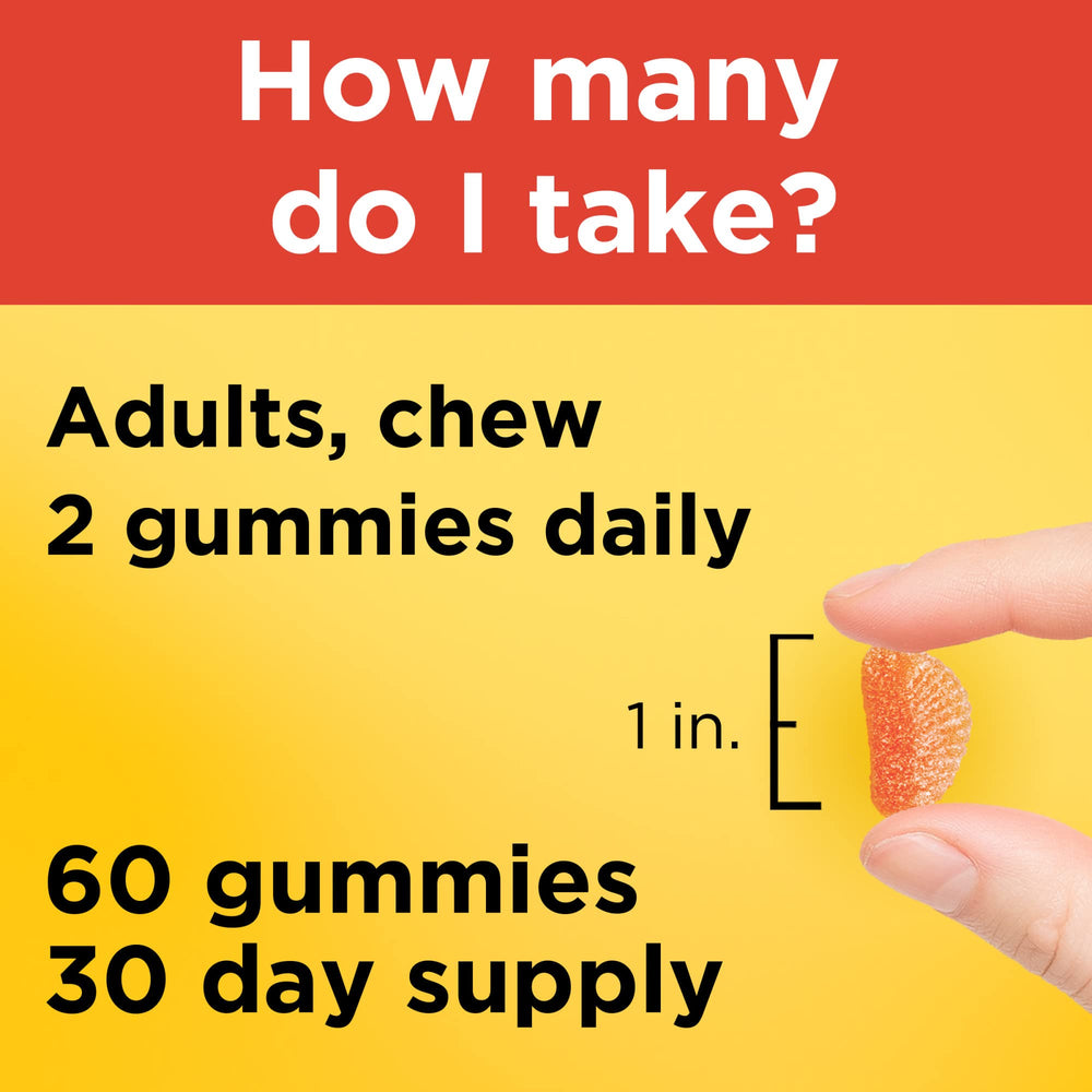 Two Vitamin C gummies representing daily serving for immune support