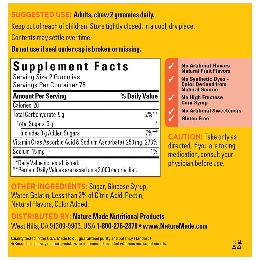 Tangerine-flavored Nature Made Vitamin C gummies