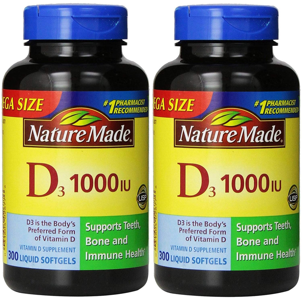Nature Made Vitamin D3 1000 IU softgels bottle, 600-count