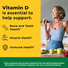 Nature Made Vitamin D3 1000 IU label close-up showing dosage information.