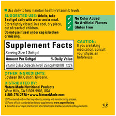 Packaging with Nature Made Vitamin D3 bottle on shelf.