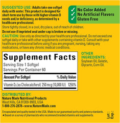 Two-bottle pack of Nature Made Vitamin D3 10000 IU supplement