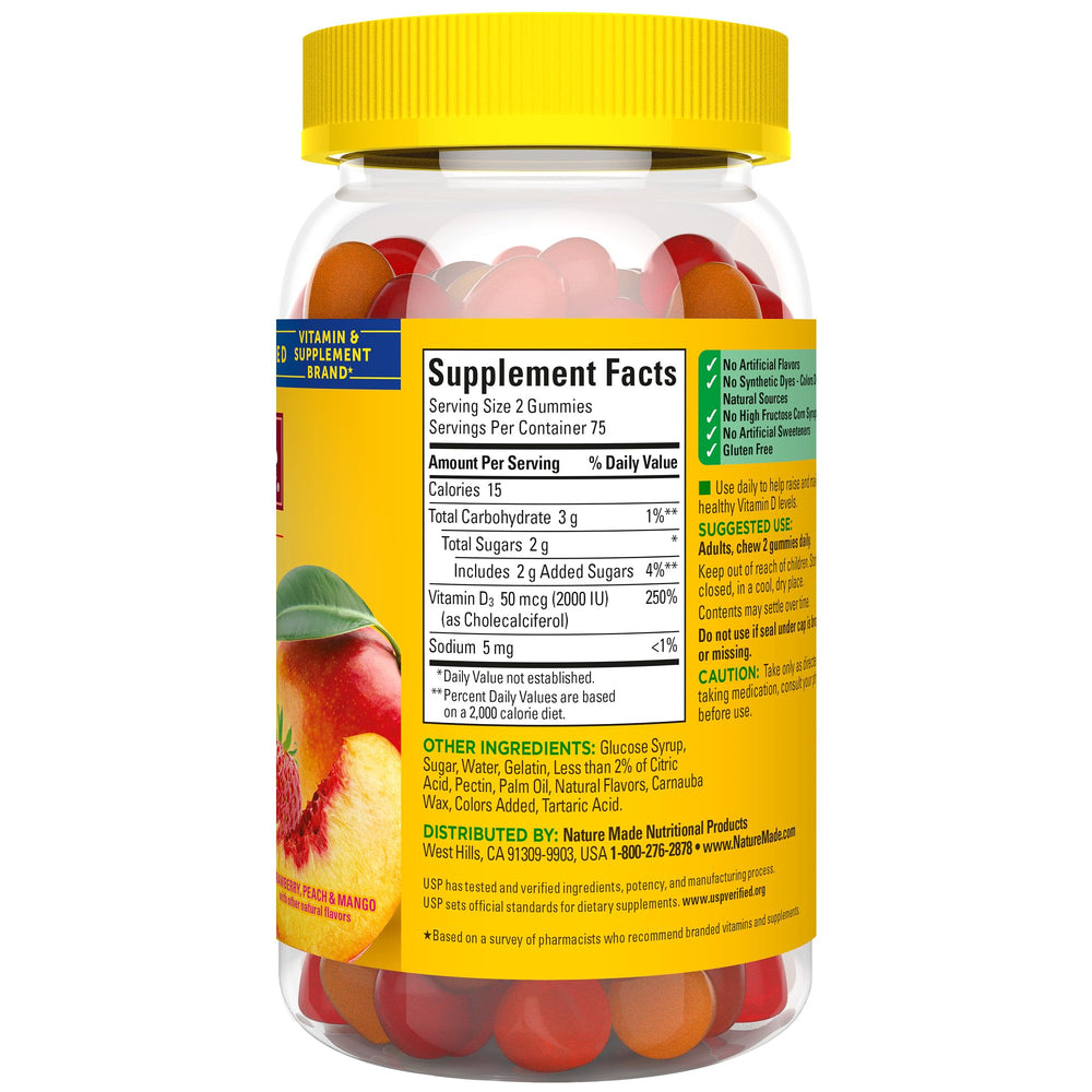 Packaging side view of Nature Made Vitamin D3 gummies