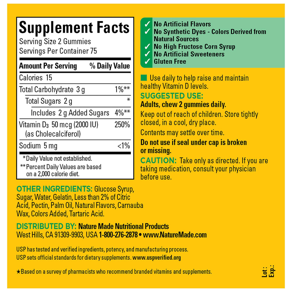 USP Verified seal on Nature Made Vitamin D3 gummies