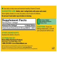 Nature Made Vitamin D3 2000 IU softgels capsule closeup shows texture