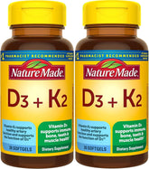 Front packaging of Nature Made Vitamin D3 K2 5000 IU 125 mcg 2-pack softgels