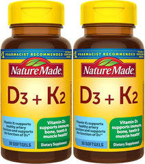 Front packaging of Nature Made Vitamin D3 K2 5000 IU 125 mcg 2-pack softgels