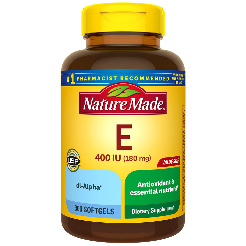 Nature Made Vitamin E 400 IU dl-Alpha softgels bottle, 300-count