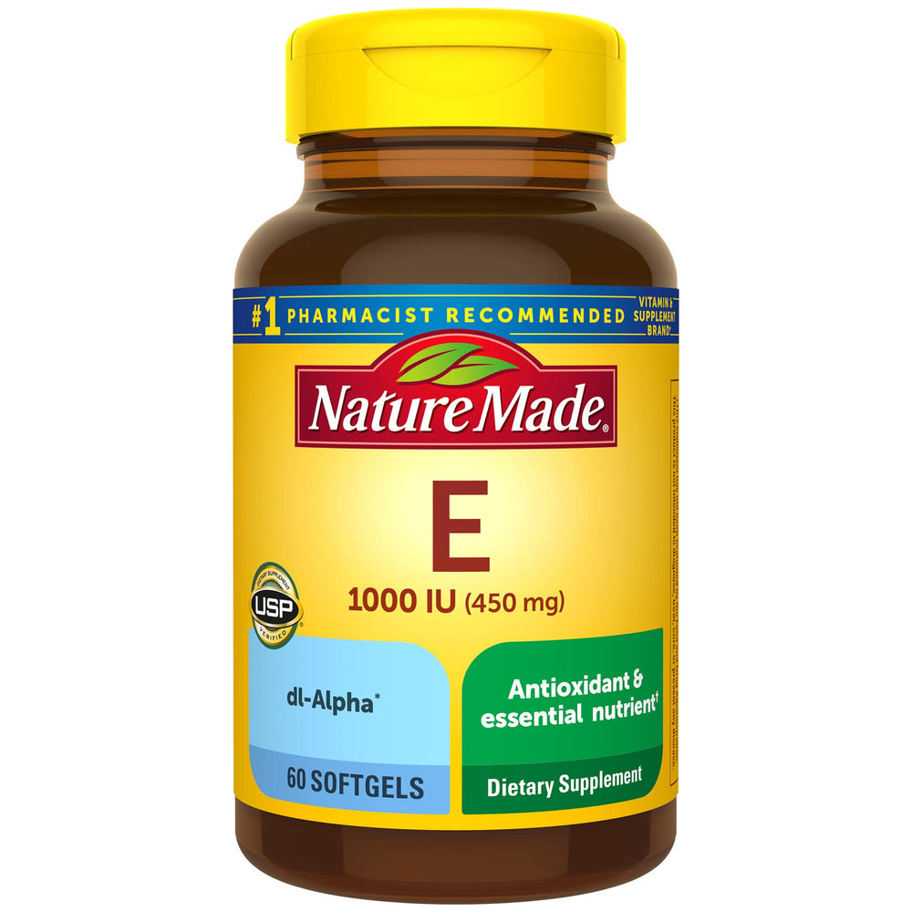 Front view of Nature Made Vitamin E 450 mg dl-Alpha Softgels bottle (60 count)