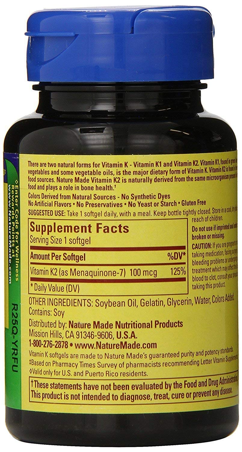 Nature Made Vitamin K2 100 mcg Softgels packaging