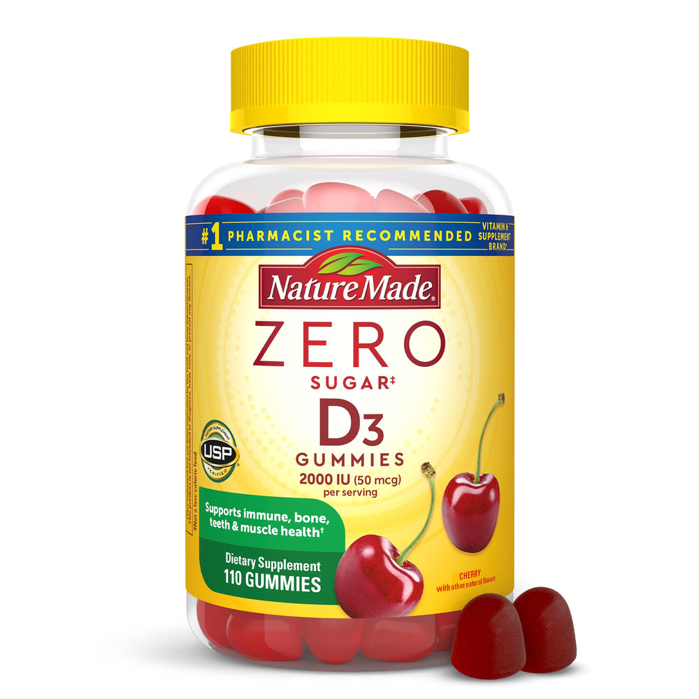 Front of Nature Made Zero Sugar Vitamin D3 Gummies bottle