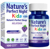 Nature's Perfect Night Kids Melatonin 1mg grape chewables bottle label