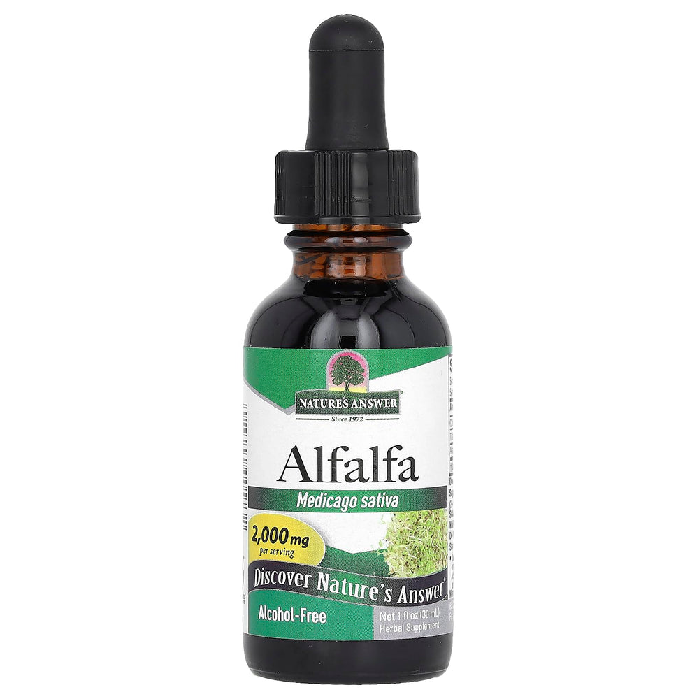 Bottle of Nature's Answer Alcohol-Free Alfalfa Leaf Extract 1 fl oz