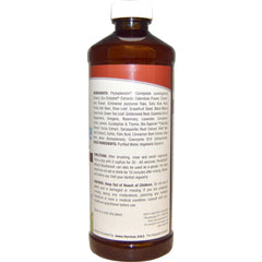 Close-up of Nature's Answer PerioBrite Cinnamon Mint Mouthwash ingredients and bottle