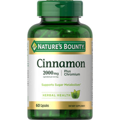 Nature's Bounty Cinnamon 2000 mg Plus Chromium bottle (60 capsules) – hero image