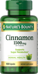 Nature's Bounty Cinnamon capsules bottle front